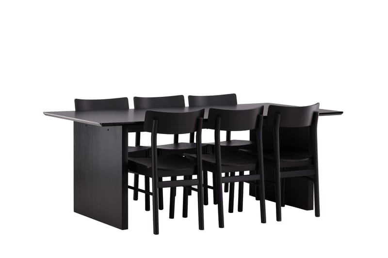 Vail Matgrupp 200 cm Rektangulär med 6 Montros stolar - Svart - Products - Möbler - Bord & matgrupp - Matgrupp
