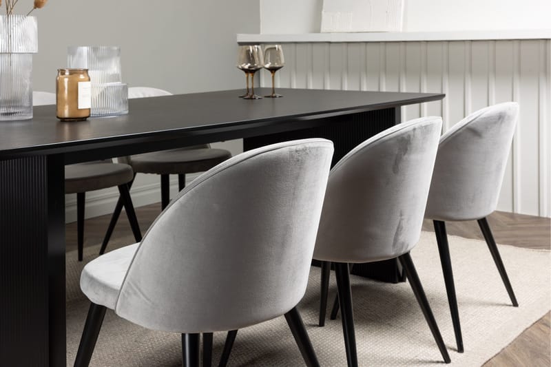 Vail Matgrupp 200 cm Rektangulär med 6 Velvet stolar - Svart - Products - Möbler - Bord & matgrupp - Matgrupp