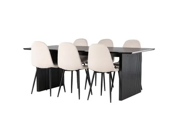 Vail Matgrupp 200 cm Rektangulär med 6 Polar stolar - Beige - Products - Möbler - Bord & matgrupp - Matgrupp
