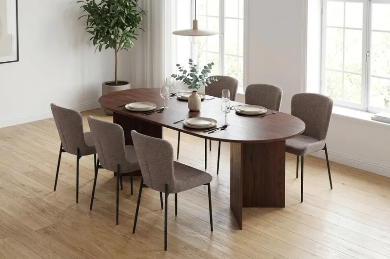 Vera Matgrupp rektangulärt 180 cm Valnöt med 6 Elsie Matstolar - Valnöt - Products - Möbler - Bord & matgrupp - Matgrupp