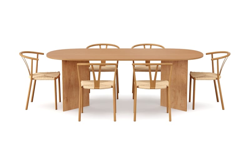 Vera Matgrupp rektangulärt 220 cm Ek med 6 Elysia Matstolar - Ek - Products - Möbler - Bord & matgrupp - Matgrupp