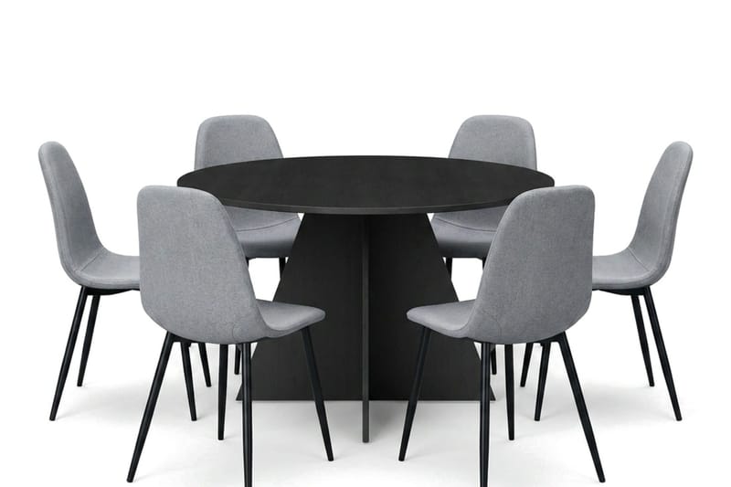 Vera Matgrupp runt 130 cm Svart med 6 Nibe Matstolar - Svart - Products - Möbler - Bord & matgrupp - Matgrupp