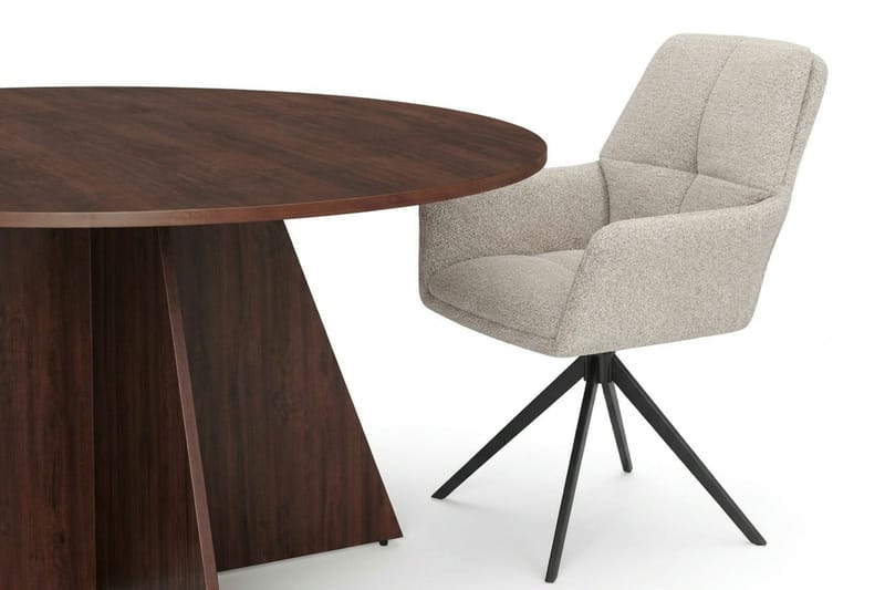 Vera Matgrupp runt 150 cm Valnöt med 6 Torsby Matstolar - Valnöt - Products - Möbler - Bord & matgrupp - Matgrupp