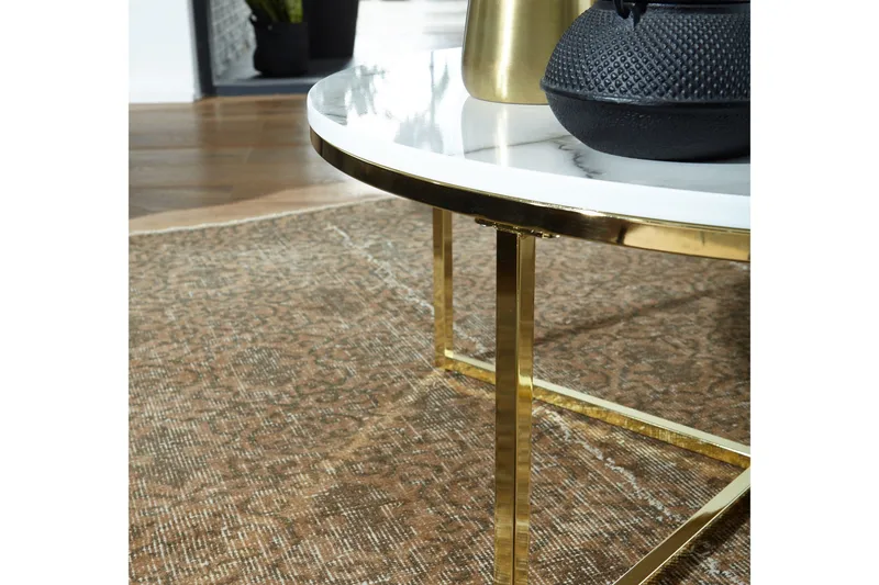 Willowdale Soffbord 80 cm Runt - Vit/Grå/Guld - Products - Möbler - Bord & matgrupp - Soffbord