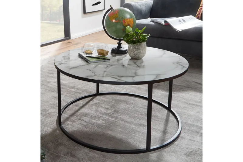 Willowdale Soffbord 80 cm Runt - Vit/Svart - Products - Möbler - Bord & matgrupp - Soffbord