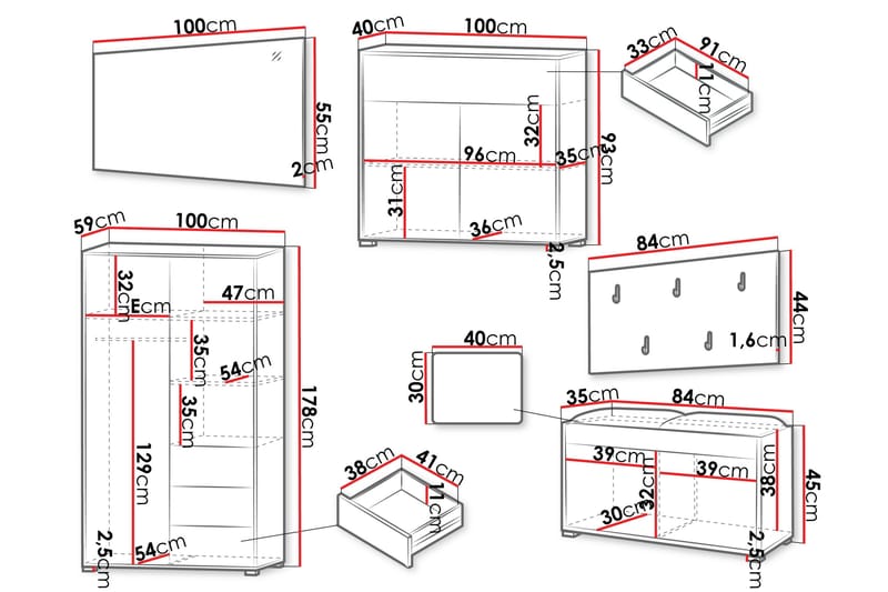Agawal Hallmöbelset - Products - Möbler - Hallmöbler - Möbelset för hall & entre