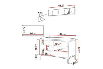 Dunvegan Hallmöbelset 84x44 cm - Svart - Products - Möbler - Hallmöbler - Möbelset för hall & entre