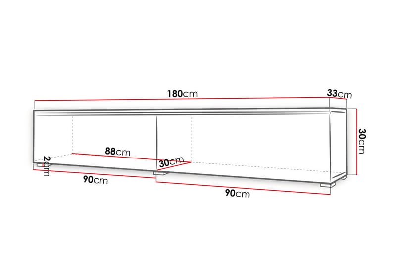 Cuguen Tv-skåp 180 cm - Natur/Svart - Products - Möbler - TV- & Mediamöbler - TV bänk & mediabänk