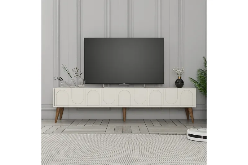 Hazim Tv-bänk 180 cm - Cream/Valnöt - Products - Möbler - TV- & Mediamöbler - TV bänk & mediabänk
