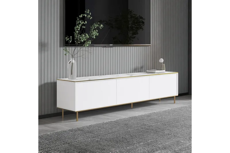 Imaj Tv-bänk 180 cm - Vit marmor/Guld - Products - Möbler - TV- & Mediamöbler - TV bänk & mediabänk