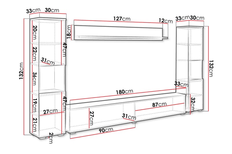 Kanehira Tv-möbelset - Natur/Vit - Products - Möbler - TV- & Mediamöbler - TV-möbelset