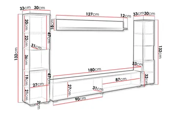 Kanehira Tv-möbelset - Vit - Products - Möbler - TV- & Mediamöbler - TV-möbelset