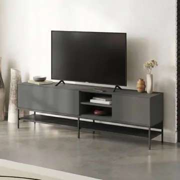 Kenvor Tv-bänk 180 cm, Antracit, Wood Black, Svart