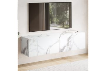 Lowboard Wohnling Folierad upphängning med luckdörr, modern Marmor, Vit, 120 cm - Marmor, Vit, 120 cm - Products - Möbler - TV- & Mediamöbler - TV-hylla