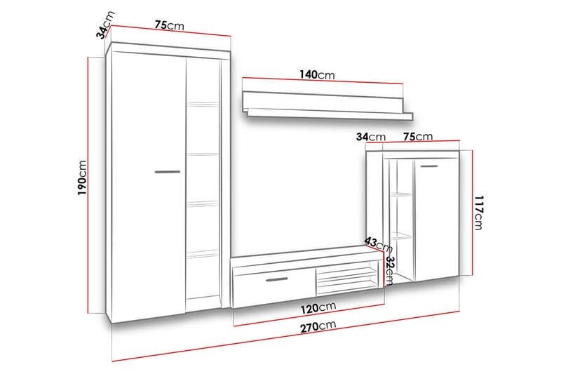 Rumba TV-möbelset - Beige/Grå - Products - Möbler - TV- & Mediamöbler - TV-möbelset