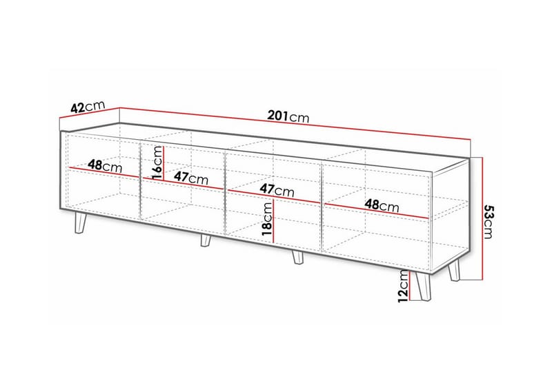Strontian Tv-skåp 201 cm Scandinavian Choice White - Products - Möbler - TV- & Mediamöbler - TV-skåp