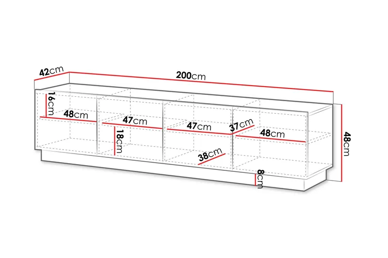 Torvalen Tv-bänk 200 cm - Svart - Products - Möbler - TV- & Mediamöbler - TV bänk & mediabänk