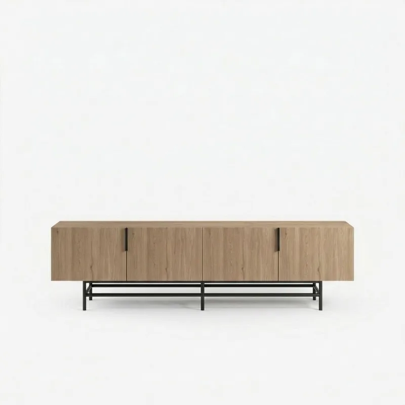 Truvia TV-bänk 200x55x35 cm, naturfärgad ek och svart