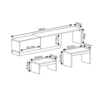 Zalven TV-bänk 180x36x30 cm - travertin och antracit - Products - Möbler - TV- & Mediamöbler - TV bänk & mediabänk