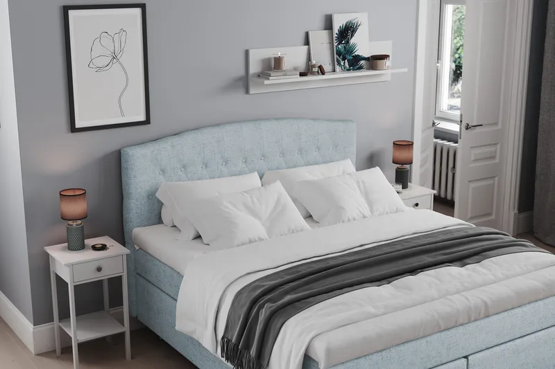 Belda Sängpaket 180x200 Fast - Ljusblå - Products - Möbler - Säng - Kontinentalsäng