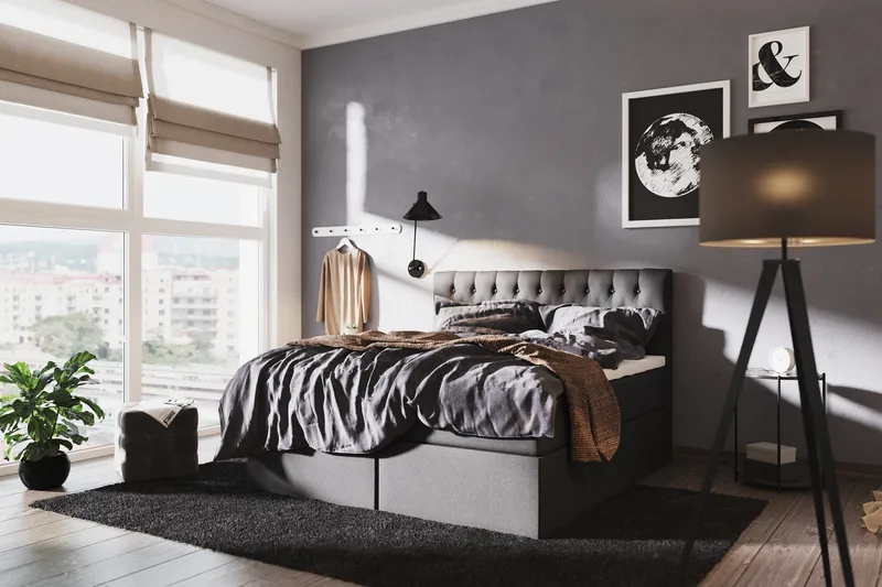 Boxy Komplett Sängpaket Box Bed 120x200 cm - Svart/Grå - Products - Möbler - Säng - Säng med förvaring