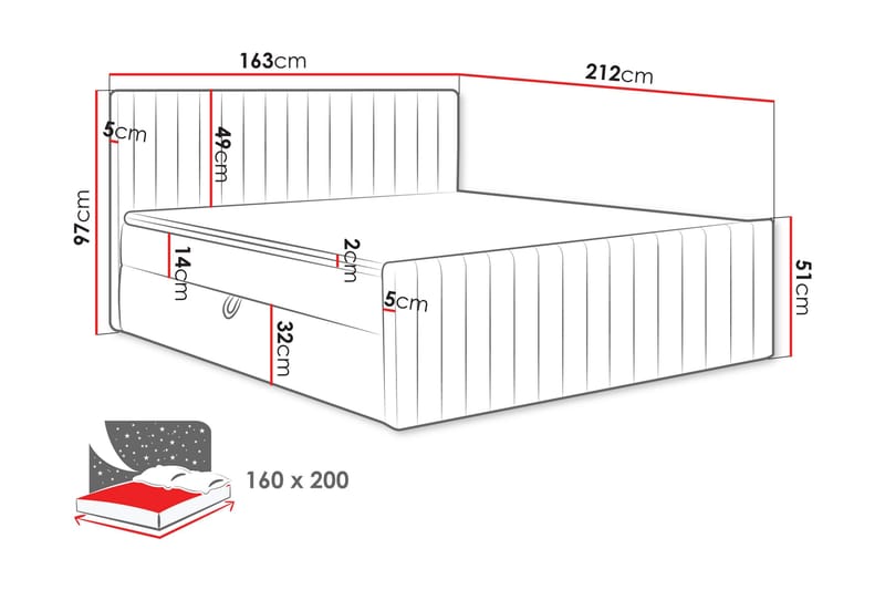 Calrosor Sängpaket Kontinentalsäng med Förvaring 160x200 cm - Svart - Products - Möbler - Säng - Komplett sängpaket