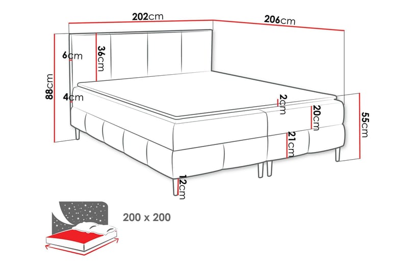 Celestine Förvaringssäng 200x200 cm - Beige - Products - Möbler - Säng - Komplett sängpaket