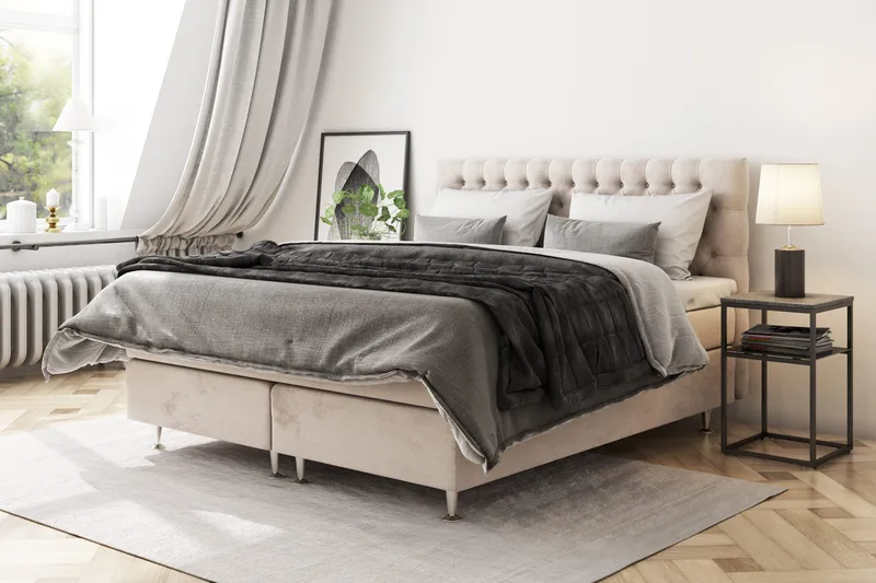 Celine Kontinentalsäng 120x200cm - Beige/Sammet - Products - Möbler - Säng - Kontinentalsäng