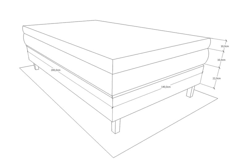 Charleston Kontinentalsäng 140x200 Fast Polyeterskum - Svart - Products - Möbler - Säng - Kontinentalsäng