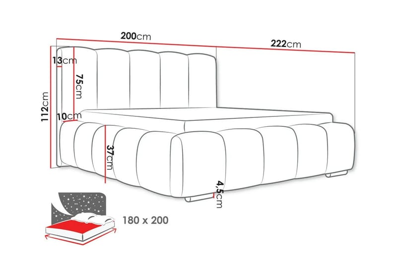 Cleaton Bubblig Sängram 180x200 cm med Förvaring HVILA Resårmadrass och Bäddmadrass i Polysterskum med Tvättbar klädsel - Beige/Vit - Products - Möbler - Säng - Komplett sängpaket