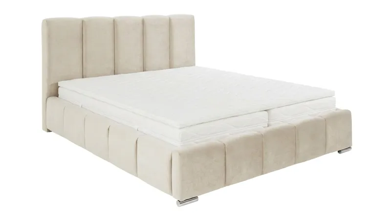 Cleaton Sängram 180x200 cm med Förvaring HVILA Skummadrass och Bäddmadrass i Memoryskum med Tvättbar klädsel, Grå/Vit