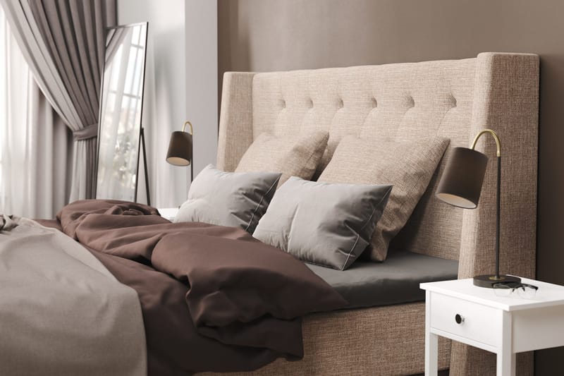 Cuba Sängpaket 140x200 med Två Beiga Kuddar - (+Fler val) Beige/Brun - Products - Möbler - Säng - Kontinentalsäng