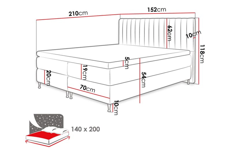Elegantina Kontinentalsäng 140x200 cm - Products - Möbler - Säng - Säng med förvaring