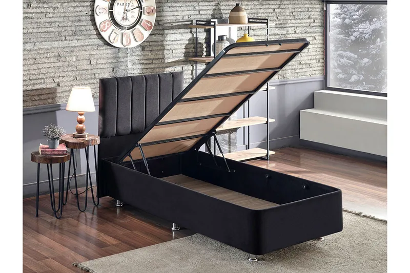 Endulanie Sängram med Sänggavel Singel 90x190 cm - Svart - Products - Möbler - Säng - Komplett sängpaket