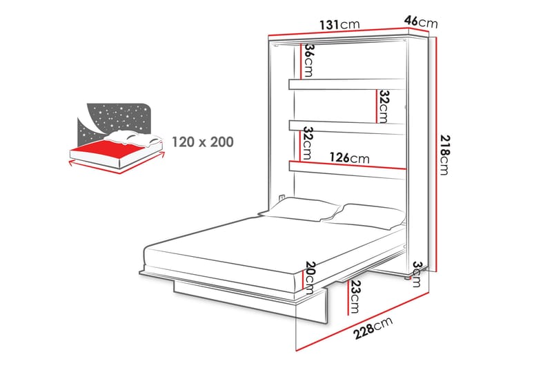 Rauk Sängskåp 131x228 cm - Beige - Products - Möbler - Säng - Gästsäng & extrasäng - Sängskåp