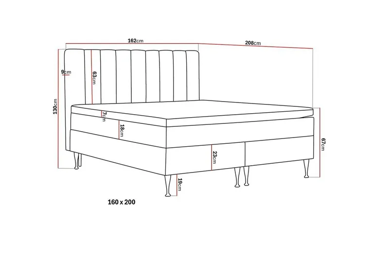 Hilton High Komplett Sängpaket 160x200 cm - Grå - Products - Möbler - Säng - Kontinentalsäng