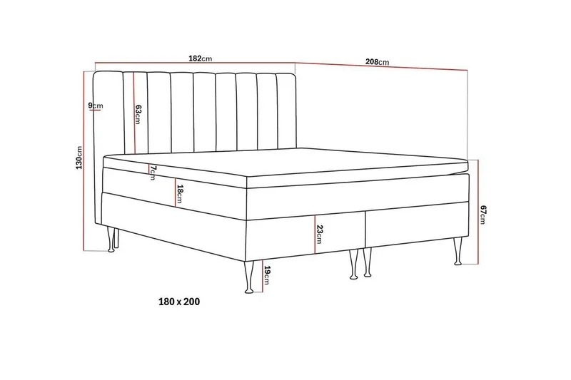 Hilton High Komplett Sängpaket 180x200 cm - Mörkgrå - Products - Möbler - Säng - Kontinentalsäng