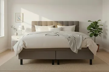 Hilton Komplett Sängpaket 180x200 cm Kontinentalsäng med rutad sänggavel - Brun - Products - Möbler - Säng - Kontinentalsäng