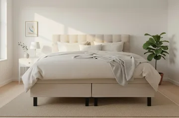 HVILA Classic Komplett Sängpaket 160x200 cm Kontinentalsäng med rutad sänggavel - Beige - Products - Möbler - Säng - Komplett sängpaket
