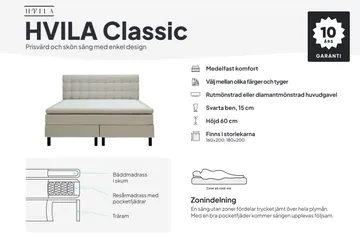 HVILA Classic Komplett Sängpaket 160x200 cm Kontinentalsäng med rutad sänggavel - Beige - Products - Möbler - Säng - Komplett sängpaket
