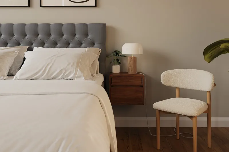 HVILA Lyx Komplett Sängpaket 160x200 cm Kontinentalsäng med knappad sänggavel i sammet - Ljusgrå / Sammet - Products - Möbler - Säng - Kontinentalsäng