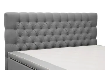 HVILA Lyx Komplett Sängpaket 160x200 cm Kontinentalsäng med knappad sänggavel i sammet - Ljusgrå / Sammet - Products - Möbler - Säng - Kontinentalsäng