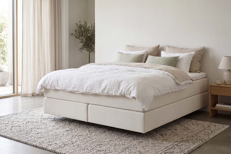 HVILA Premium Kontinentalsäng 180x200 cm med svävande effekt inkl. Bäddmadrass i Memoryskum med Tvättbar klädsel - Memoryskum - Products - Möbler - Säng - Komplett sängpaket