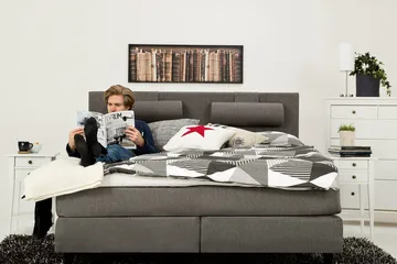 James Kontinentalsäng 180 cm - Grå - Products - Möbler - Säng - Kontinentalsäng