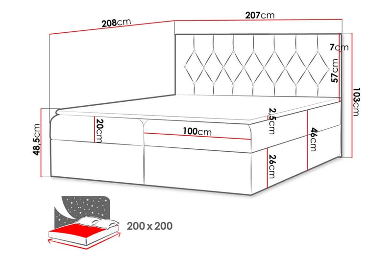 Jitendera Sängpaket Kontinentalsäng 200x200 cm med Förvaring - Brun - Products - Möbler - Säng - Komplett sängpaket