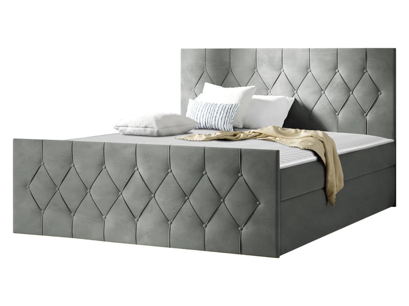 Jitendra Sängpaket Kontinentalsäng 140x200 cm med Förvaring, Grå