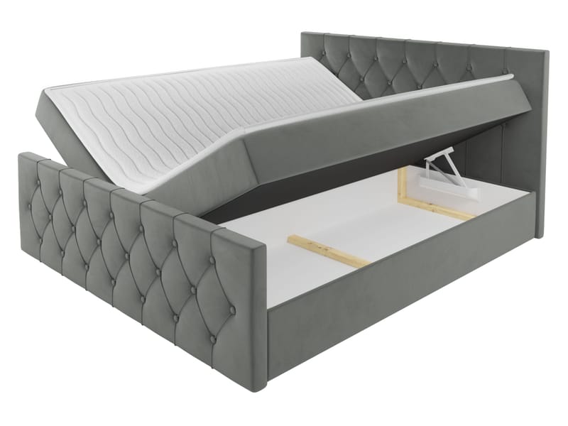 Jitendra Sängpaket Kontinentalsäng 180x200 cm med Förvaring - Grå - Products - Möbler - Säng - Komplett sängpaket