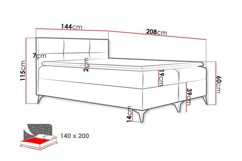 Leckersbo Sängpaket Kontinentalsäng 140x200 cm - Röd - Products - Möbler - Säng - Komplett sängpaket
