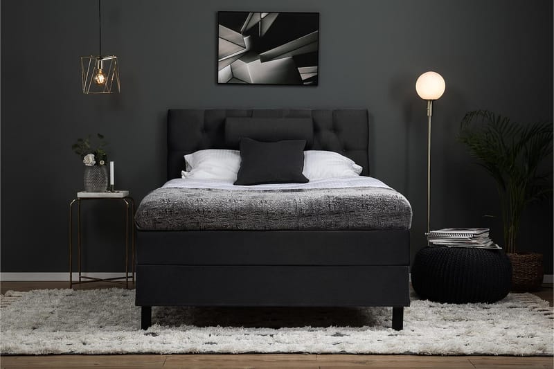 Lucky Komplett Sängpaket 120x200 Polyeter Diamant Sänggavel - Nackkudde Stor Svart/Grå - Products - Möbler - Säng - Enkelsäng