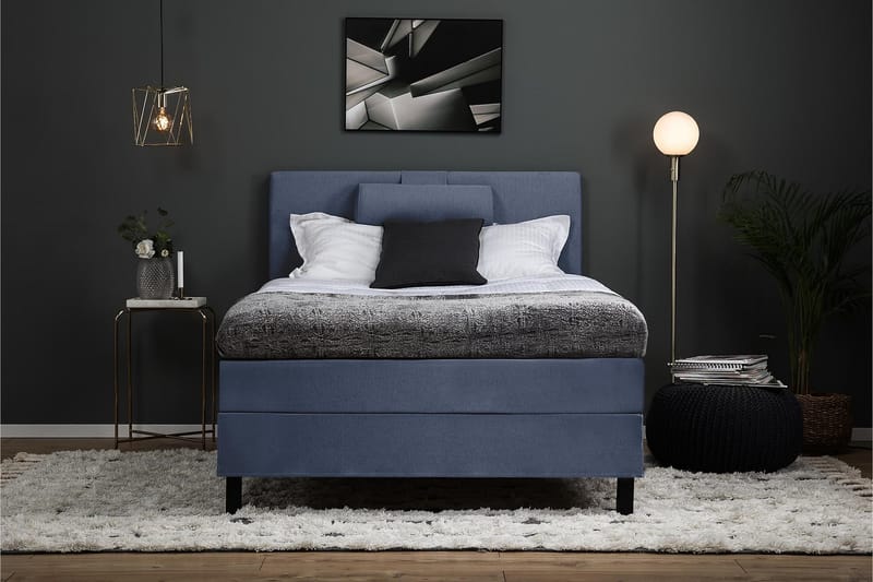 Lucky Komplett Sängpaket 120x200 Polyeter Slät Sänggavel - Nackkudde Stor Mörkblå - Products - Möbler - Säng - Enkelsäng